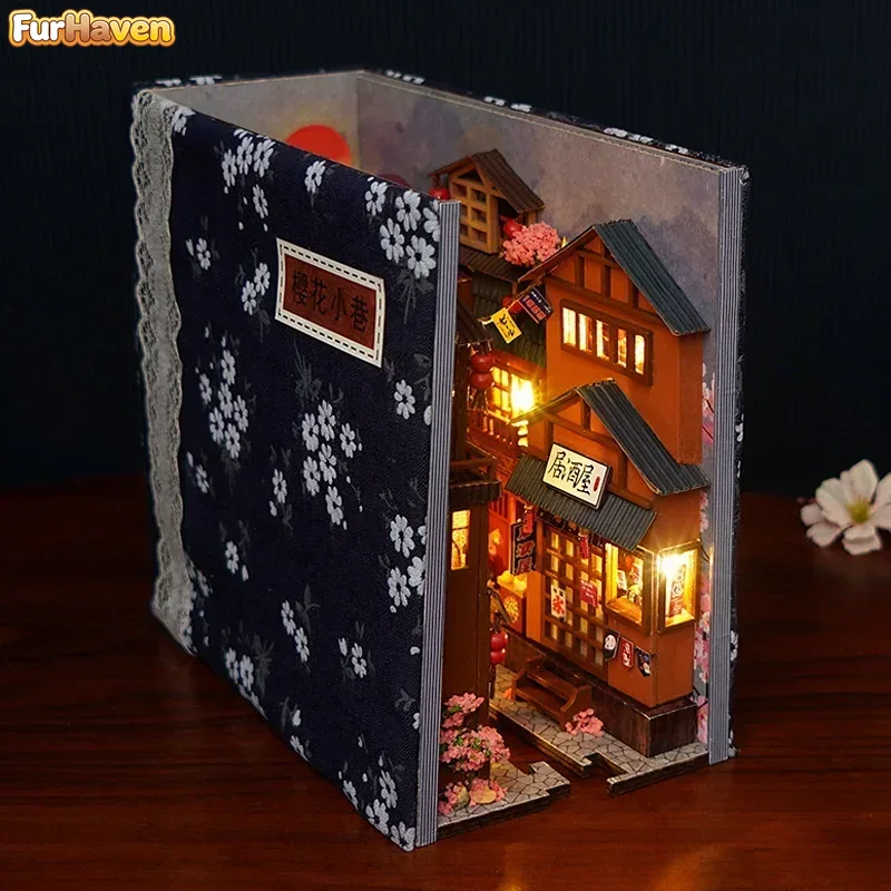DIY木製和風ブックヌック棚用パーツキット。ミニチュアドール - Diy Wooden Book Nook Kit Shelf Insert のレビューと価格