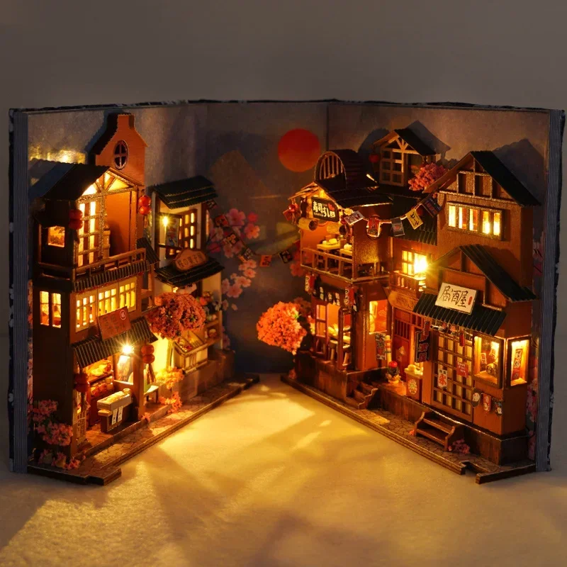 DIY木製和風ブックヌック棚用パーツキット。ミニチュアドール - Diy Wooden Book Nook Kit Shelf Insert のレビューと価格