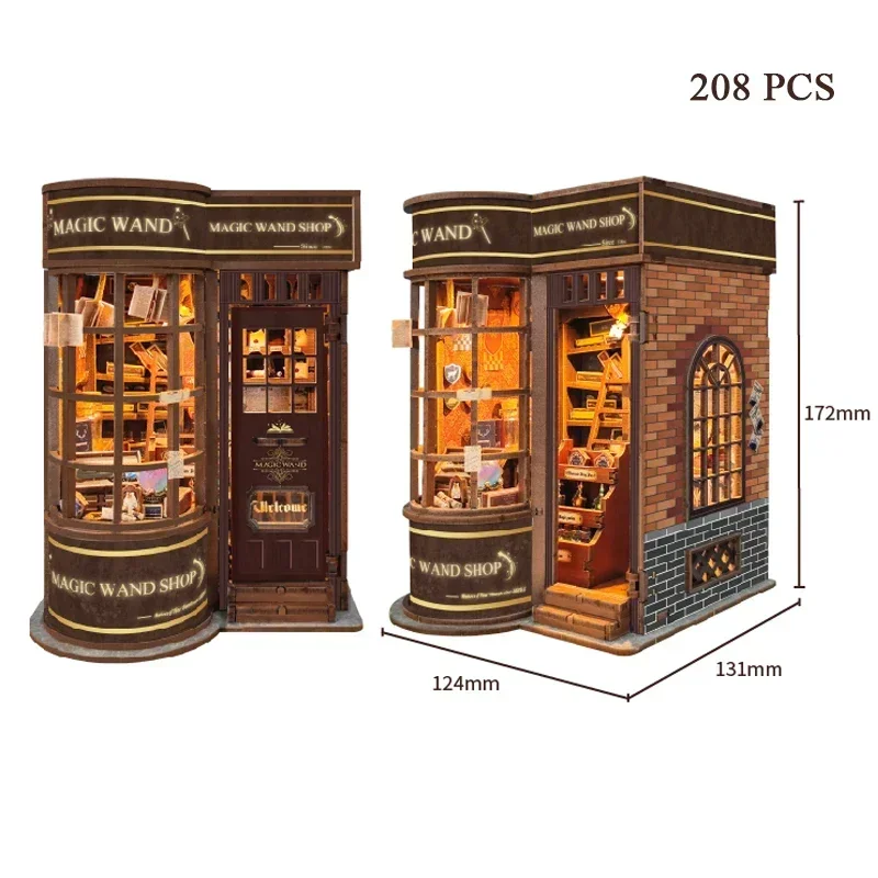 DIY木製ミニチュアモデルキット、魔法の杖、本棚、ブックヌッ - Diy Wooden Book Nook Kit Shelf Insert のレビューと価格