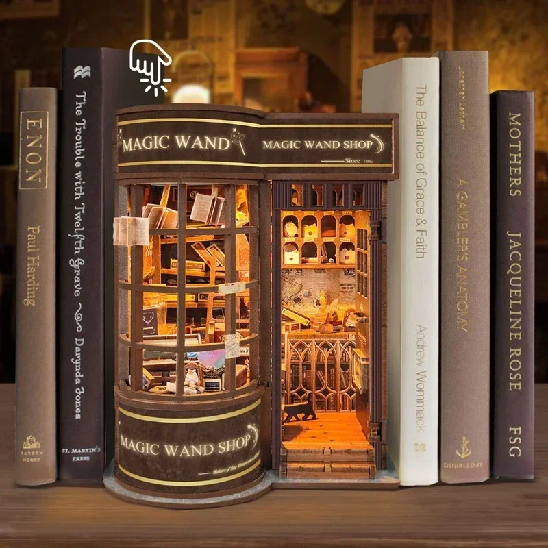 DIY木製ミニチュアモデルキット、魔法の杖、本棚、ブックヌッ - Diy Wooden Book Nook Kit Shelf Insert のレビューと価格
