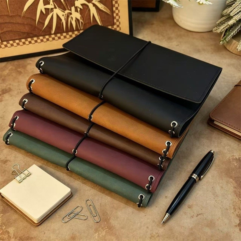 A5ノートオーガナイザー ルーズリーフ コンパクトノートカバ - Vintage Leather Journal Notebook のレビューと価格